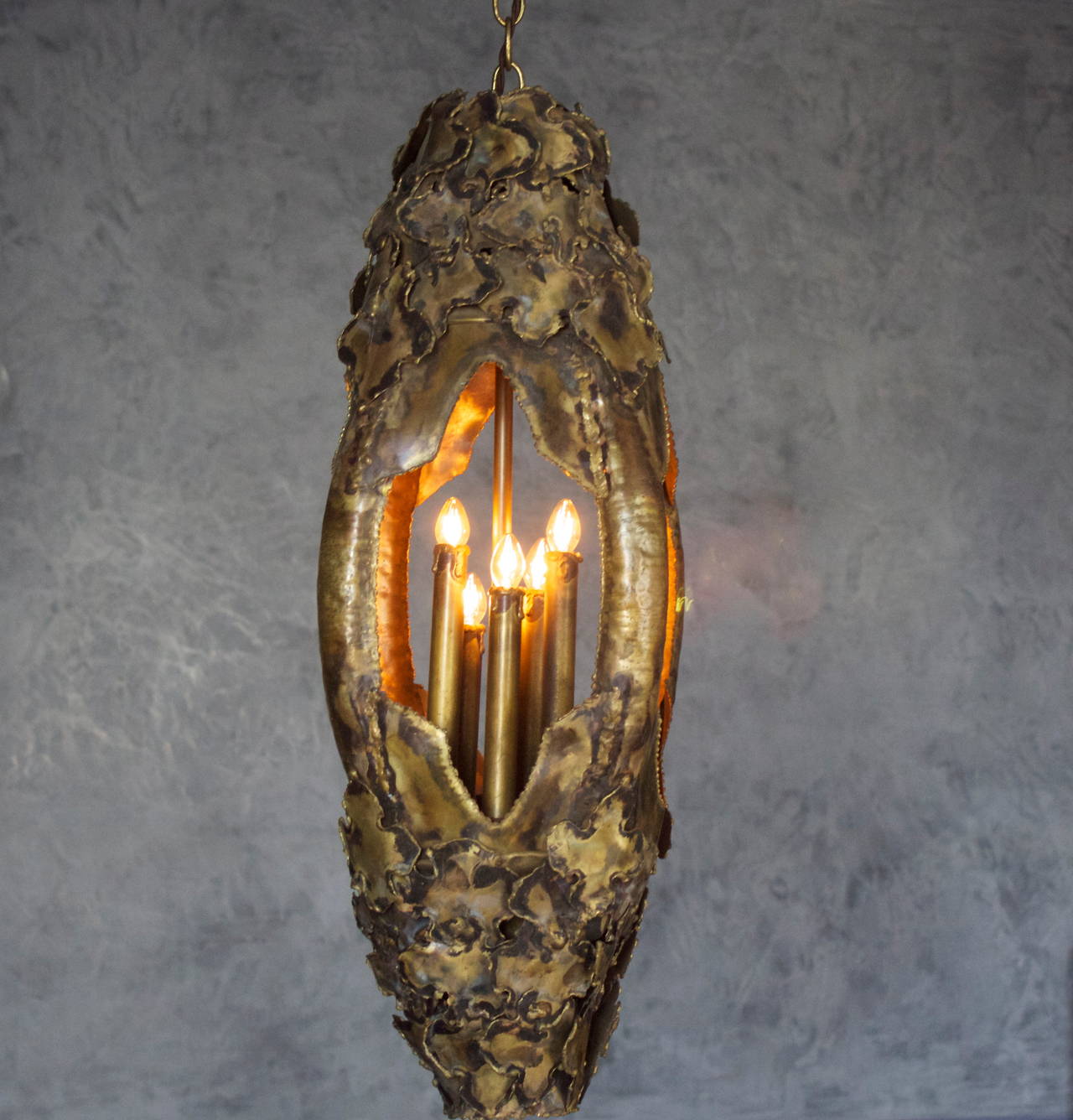 Organic Brass Pendant Light by Tom Greene for Feldman Lamps, 1960s