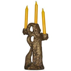 Midcentury Brutalist Style Bronze Candlestick, 1970