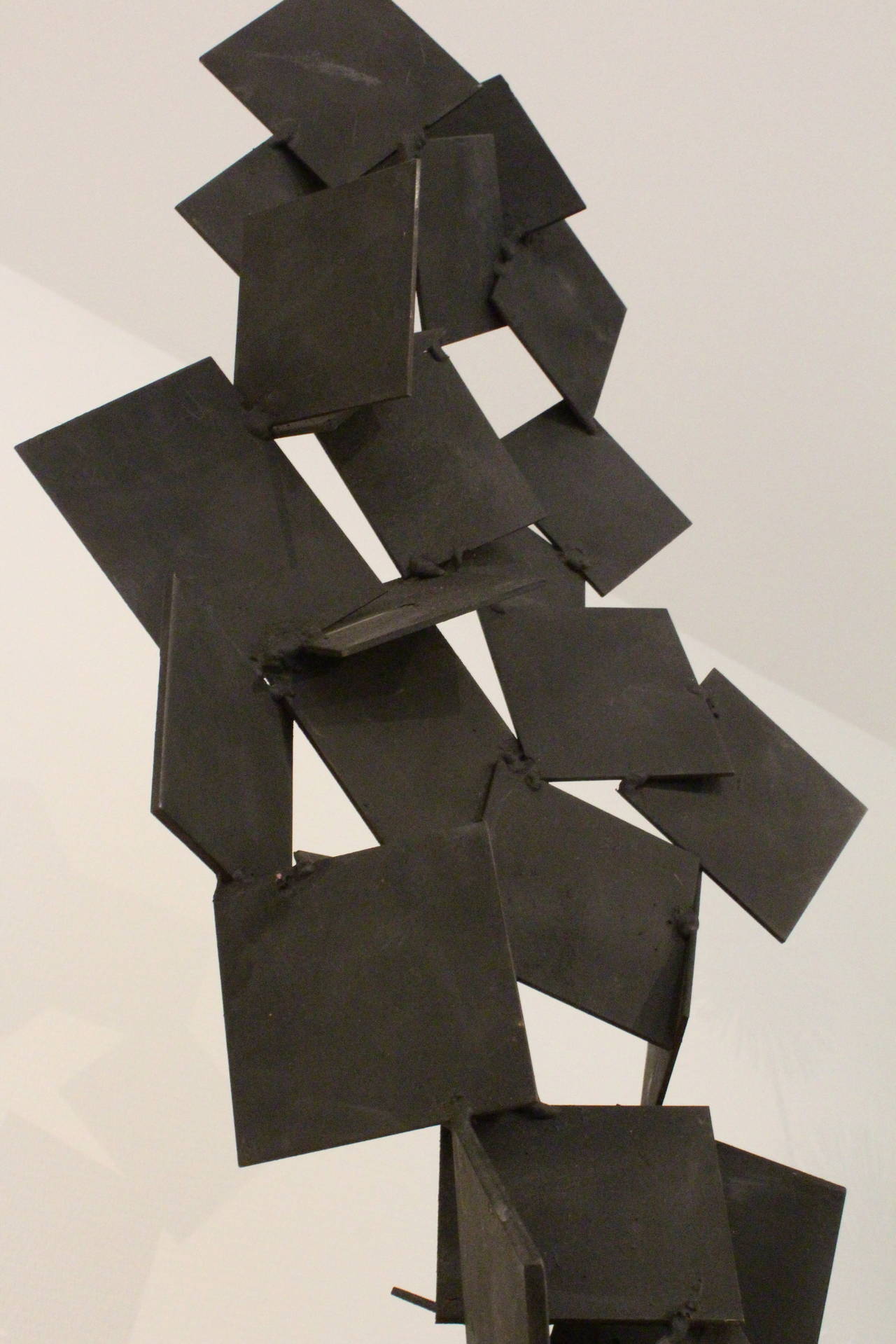 Late 20th Century Big Abstract Iron Sculpture in Black, Patinated, circa 1970 For Sale
