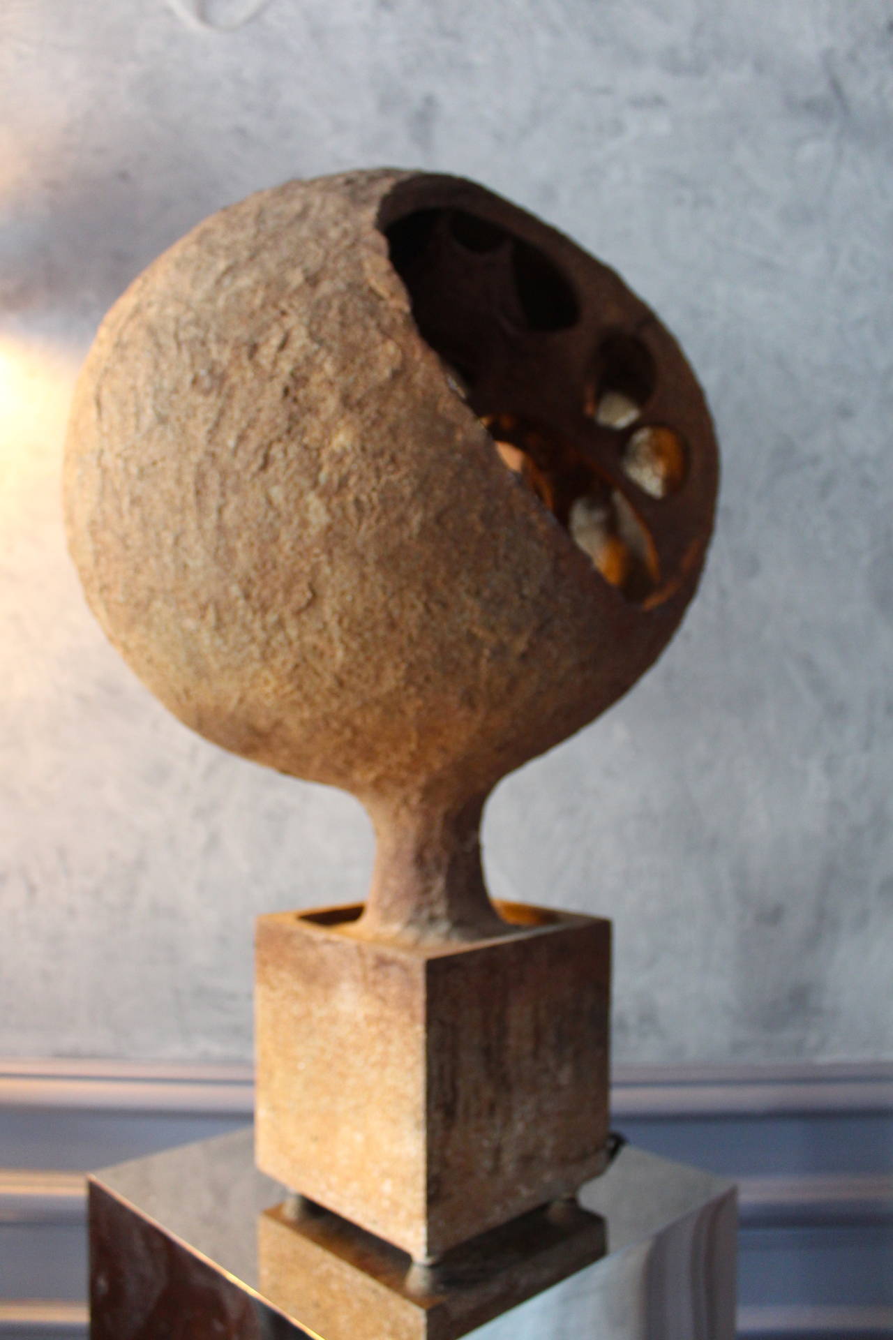 Incredible Egg Stone Fountain Sculpture By Bruce Cushman, Circa 1967 2