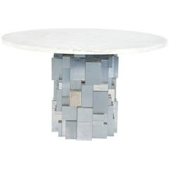 Paul Evans "Cityscape" Rare Dining Table in Chromed Steel and Marble Plate