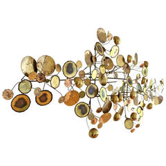 Large Brass Raindrops Wall Sculpture by Curtis Jere, Signed and Dated 1975