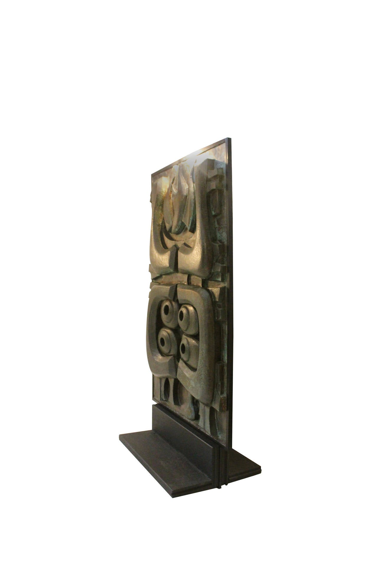 Mid-Century Modern Very Big Brutalist Bronze Sculpture by Roland Monteyne, Dated and Signed 1973 For Sale