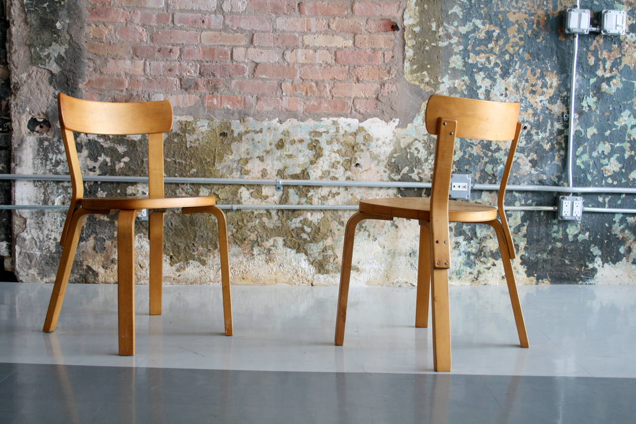 Early Bentwood No. 69 Chairs by Alvar Aalto for Artek 1935