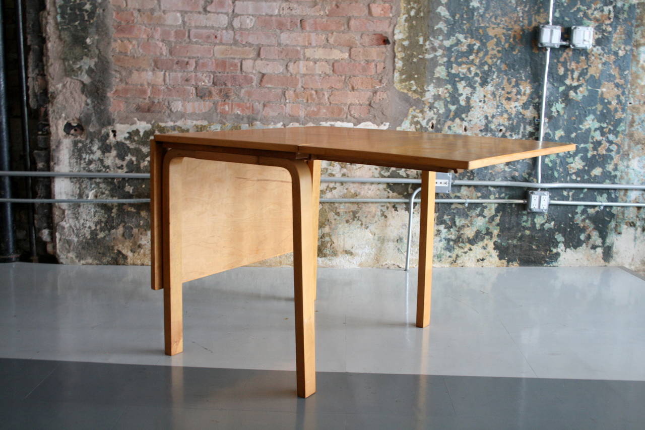 Mid-Century Modern Early Alvar Aalto Birch Drop Leaf Dining Table for Artek Finland 1930's