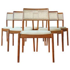 Set of Six Walnut 'Payboy' Dining Chairs by Jens Risom
