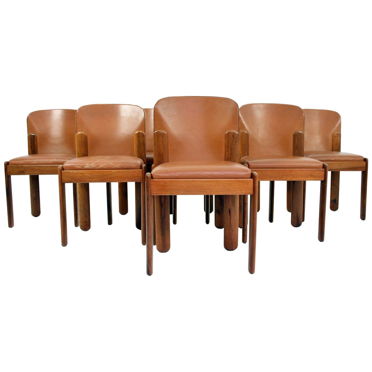 Silvio Coppola Set Of Eight Italian Walnut And Leather Dining truly Tan Leather Dining Chairs