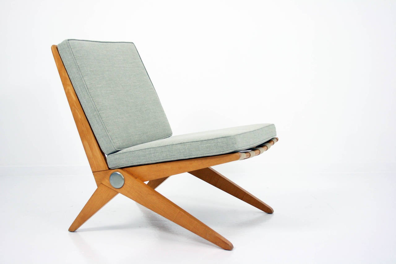 Mid-Century moderno Sedia a forbice Pierre Jeanneret per Knoll International
