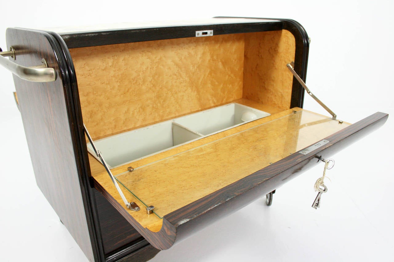 Scandinavian Mid Century Modern Rosewood Dry Bar Cart In Excellent Condition For Sale In Chicago, IL