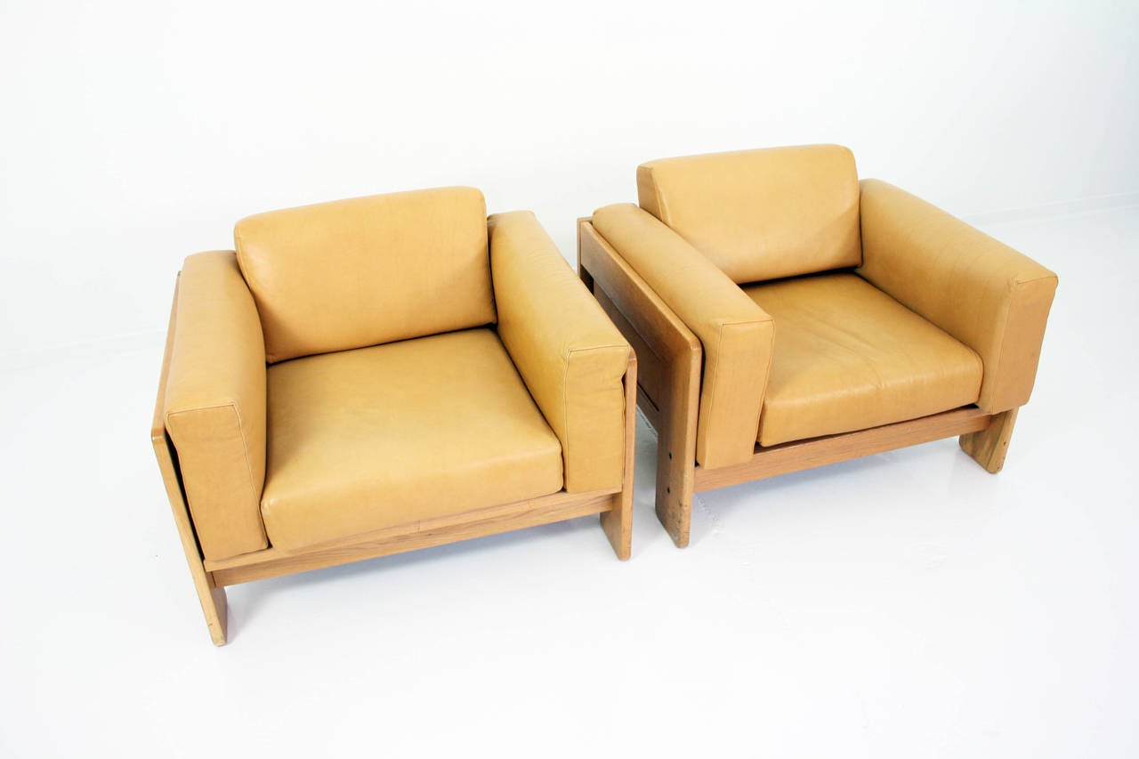 Afra & Tobia Scarpa Bastiano Leather Club Lounge Chairs, Gavina, 1968 In Excellent Condition In Chicago, IL