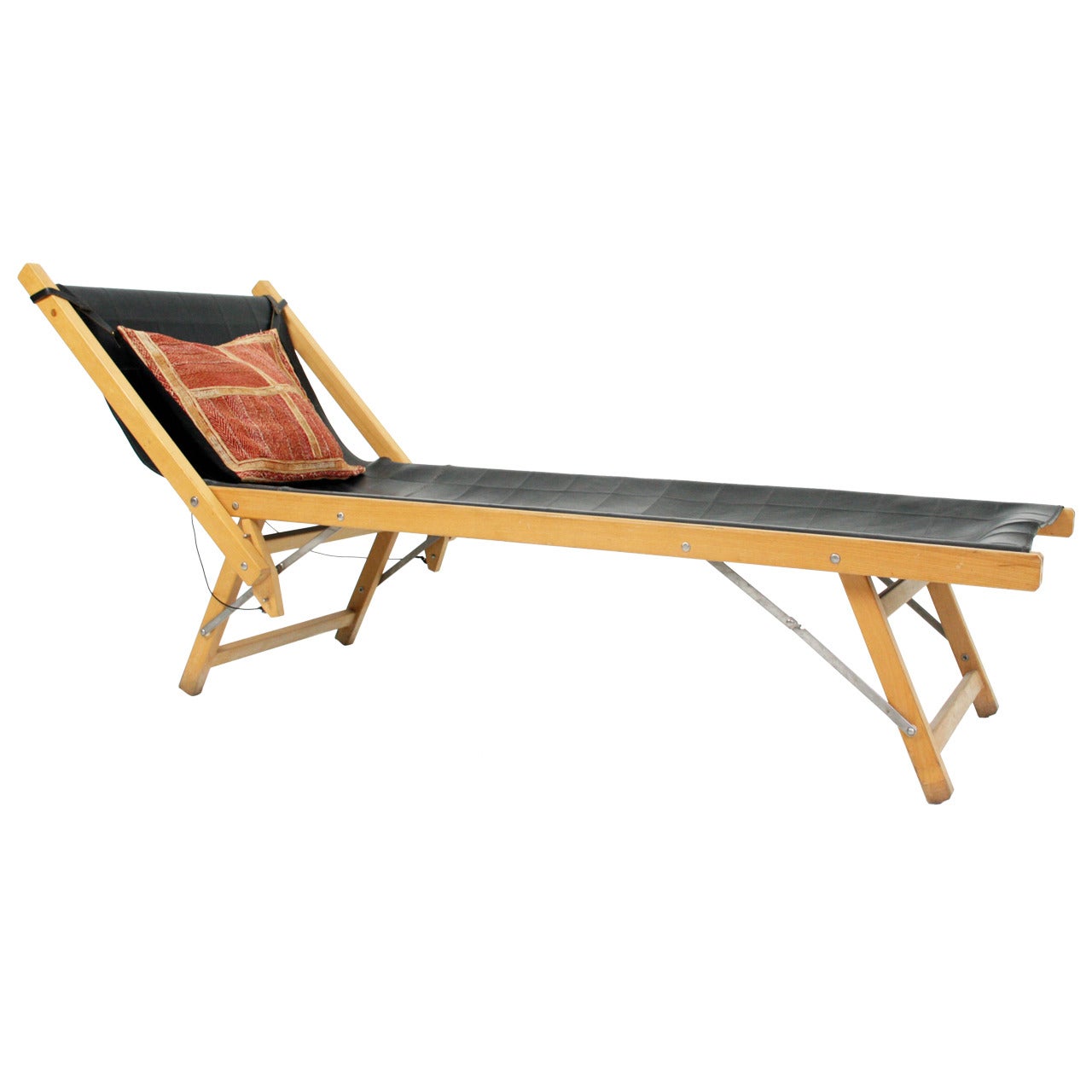 Rare Limited Edition Henry Beguelin Leather Safari Adjustable Chaise Lounge For Sale