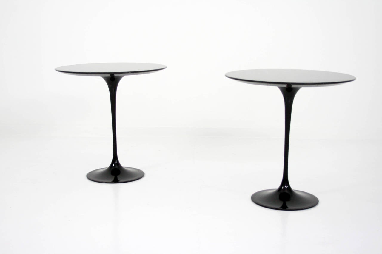 Pair of Knoll Eero Saarinen black marble-top tulip tables
