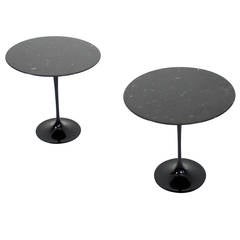 Pair of Knoll Eero Saarinen black marble-top tulip tables
