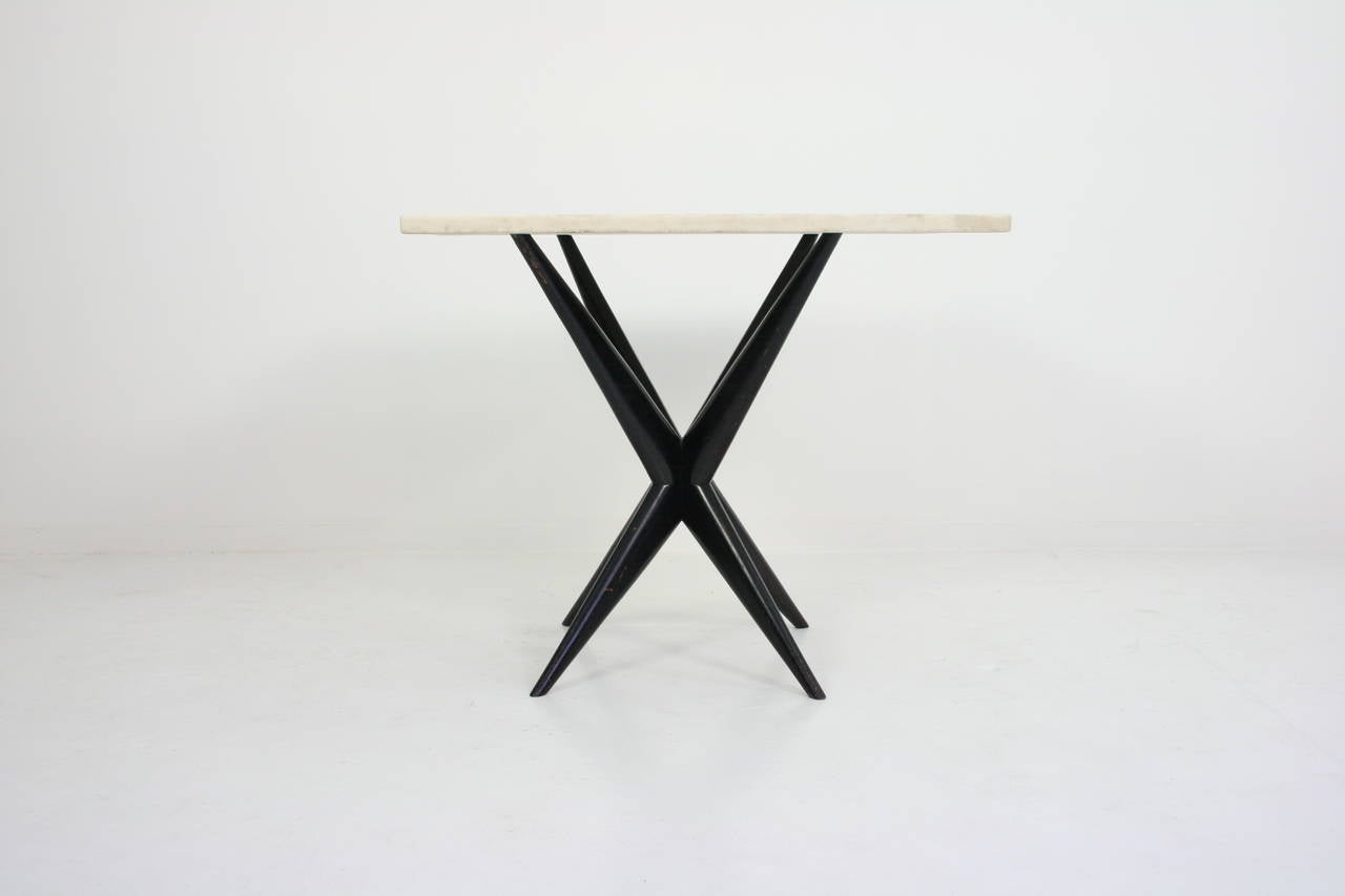Italian Marble Game Table with Sculptural Base at 1stDibs