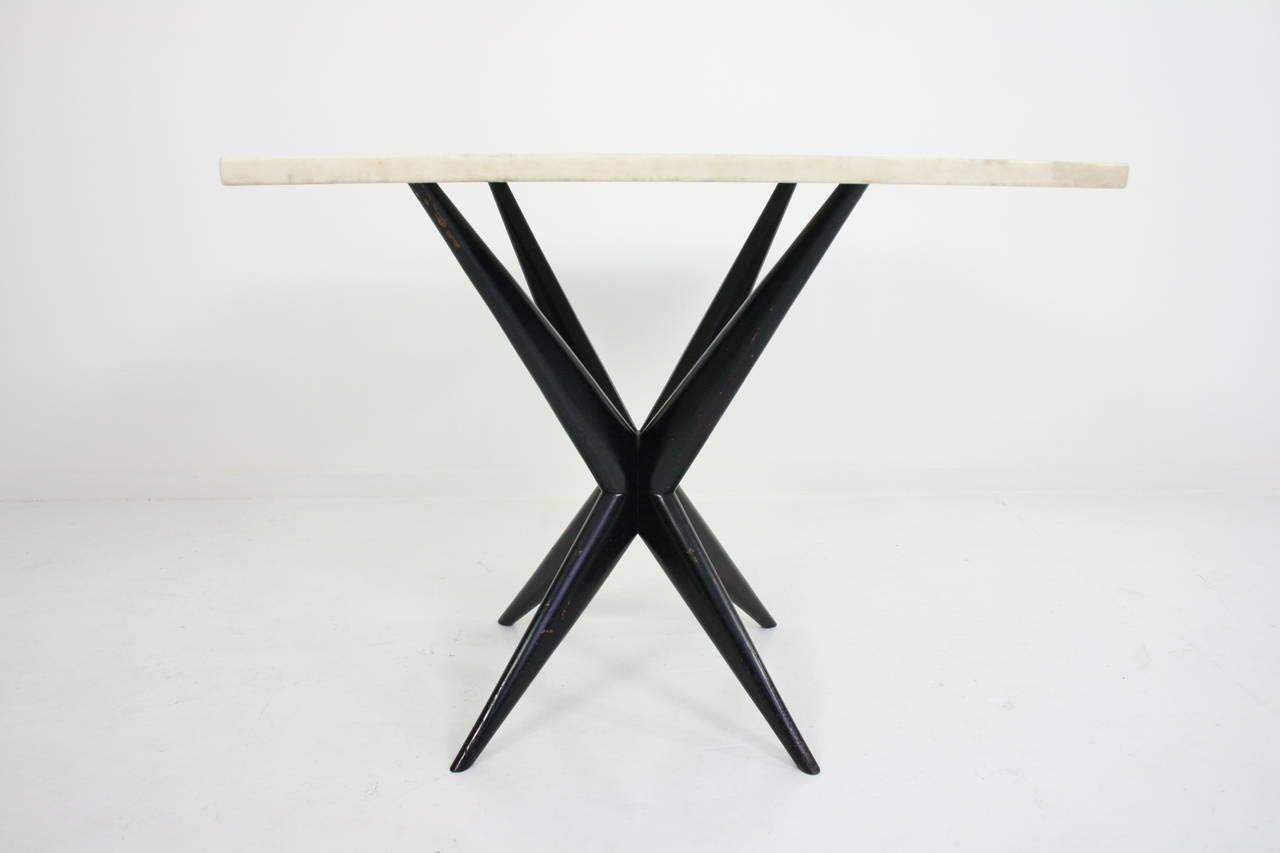 Italian Marble Game Table with Sculptural Base at 1stDibs