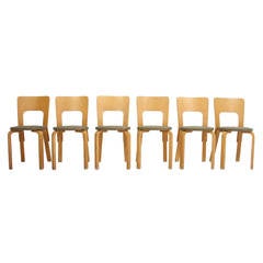 Six Early Artek Alvar Aalto High Back Chair 66 Dining Chairs