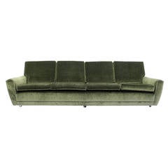 Stunning Green Mohair, Danish Modern Four-Seat Sofa