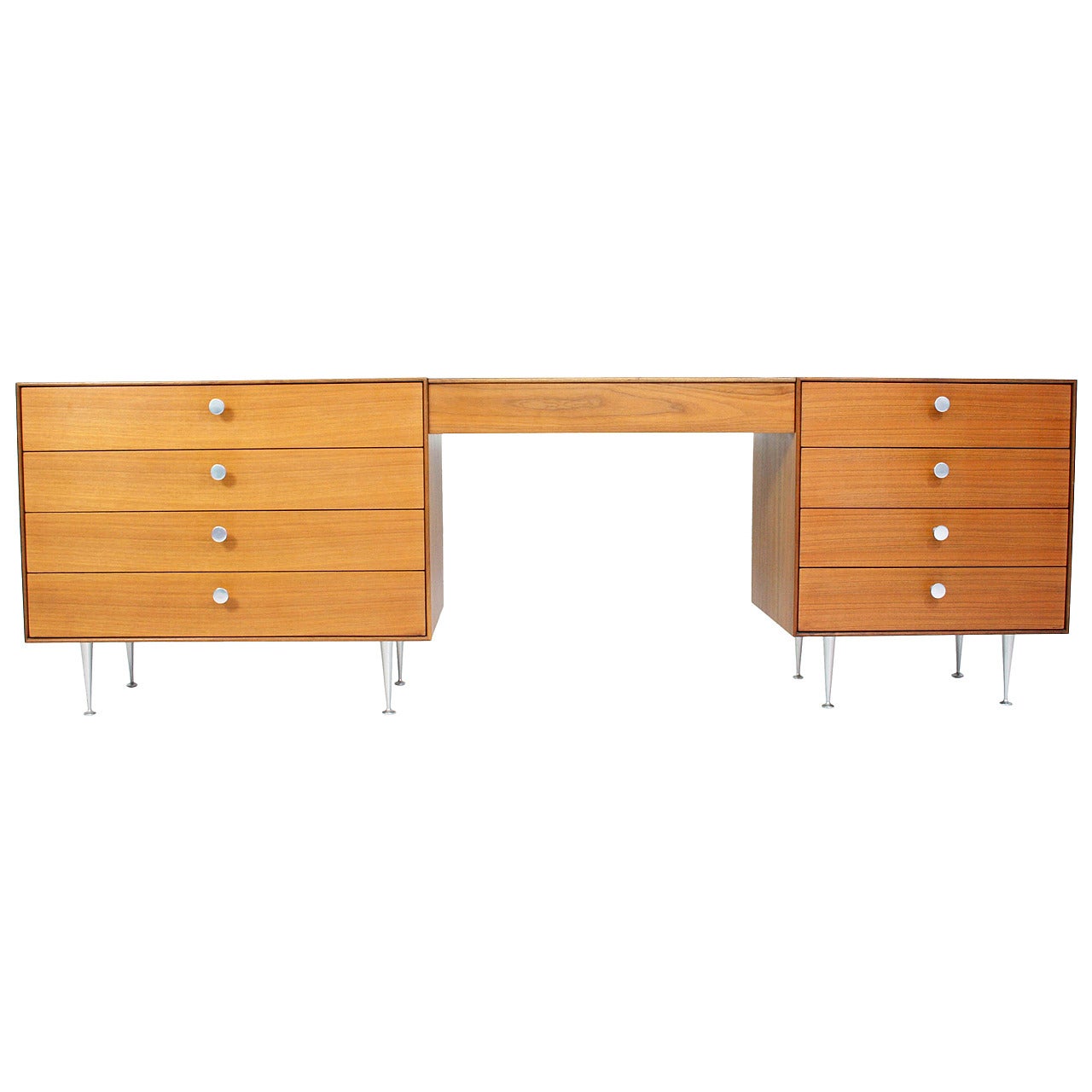 Pair of Teak George Nelson Thin Edge Cabinets and Vanity for Herman Miller
