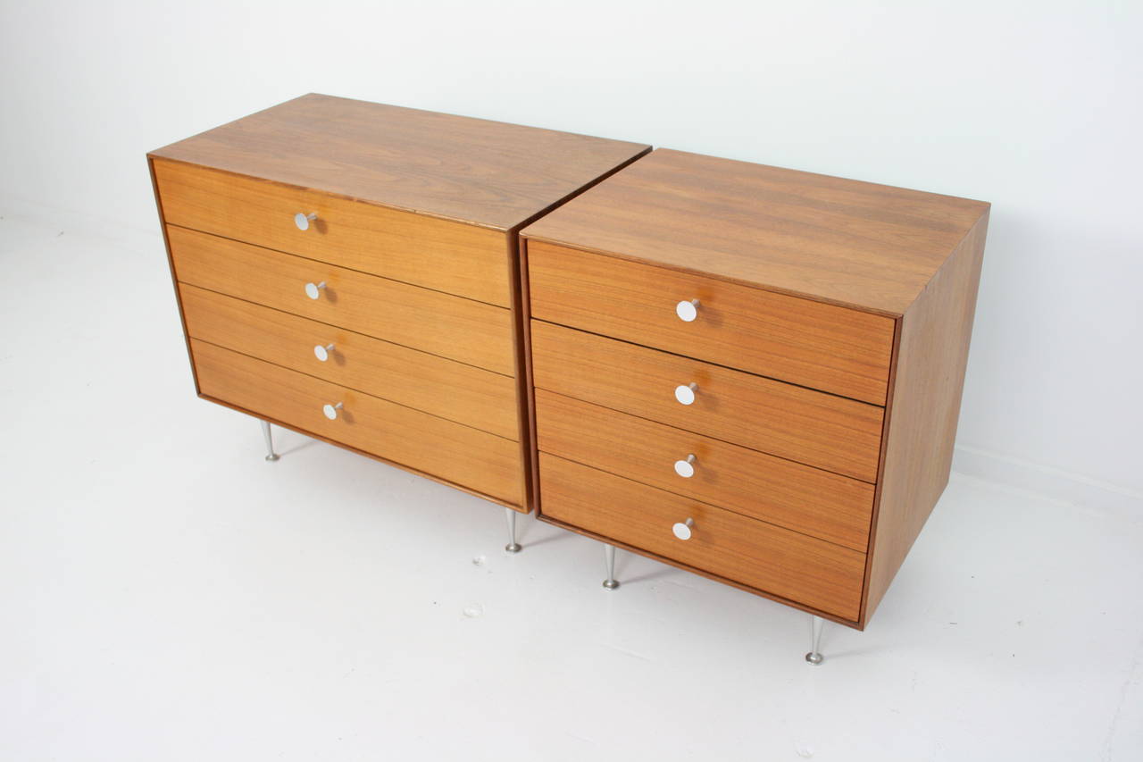Mid-Century Modern Pair of Teak George Nelson Thin Edge Cabinets and Vanity for Herman Miller