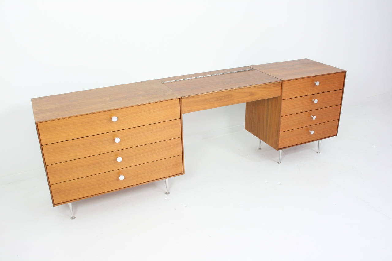 Mid-20th Century Pair of Teak George Nelson Thin Edge Cabinets and Vanity for Herman Miller