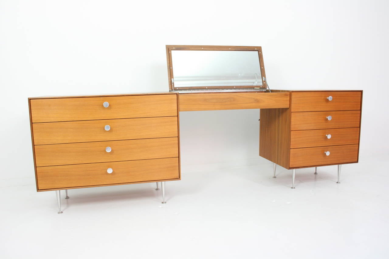Pair of Teak George Nelson Thin Edge Cabinets and Vanity for Herman Miller 2