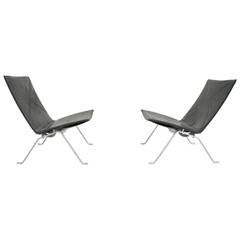 Pair of Pk22 Lounge Chairs by Poul Kjaerholm for E. Kold Christensen