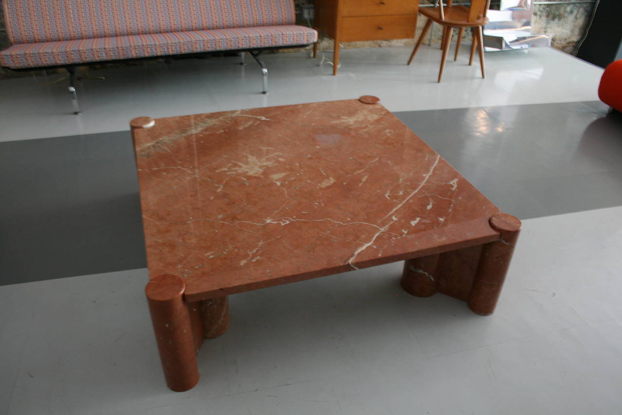 Gae Aulenti For Knoll Rosso Terracotta Marble Jumbo Coffee Table.