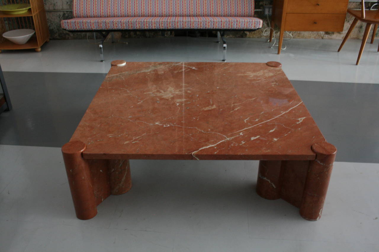 Italian Gae Aulenti for Knoll Rosso Terracotta Marble Jumbo Coffee Table