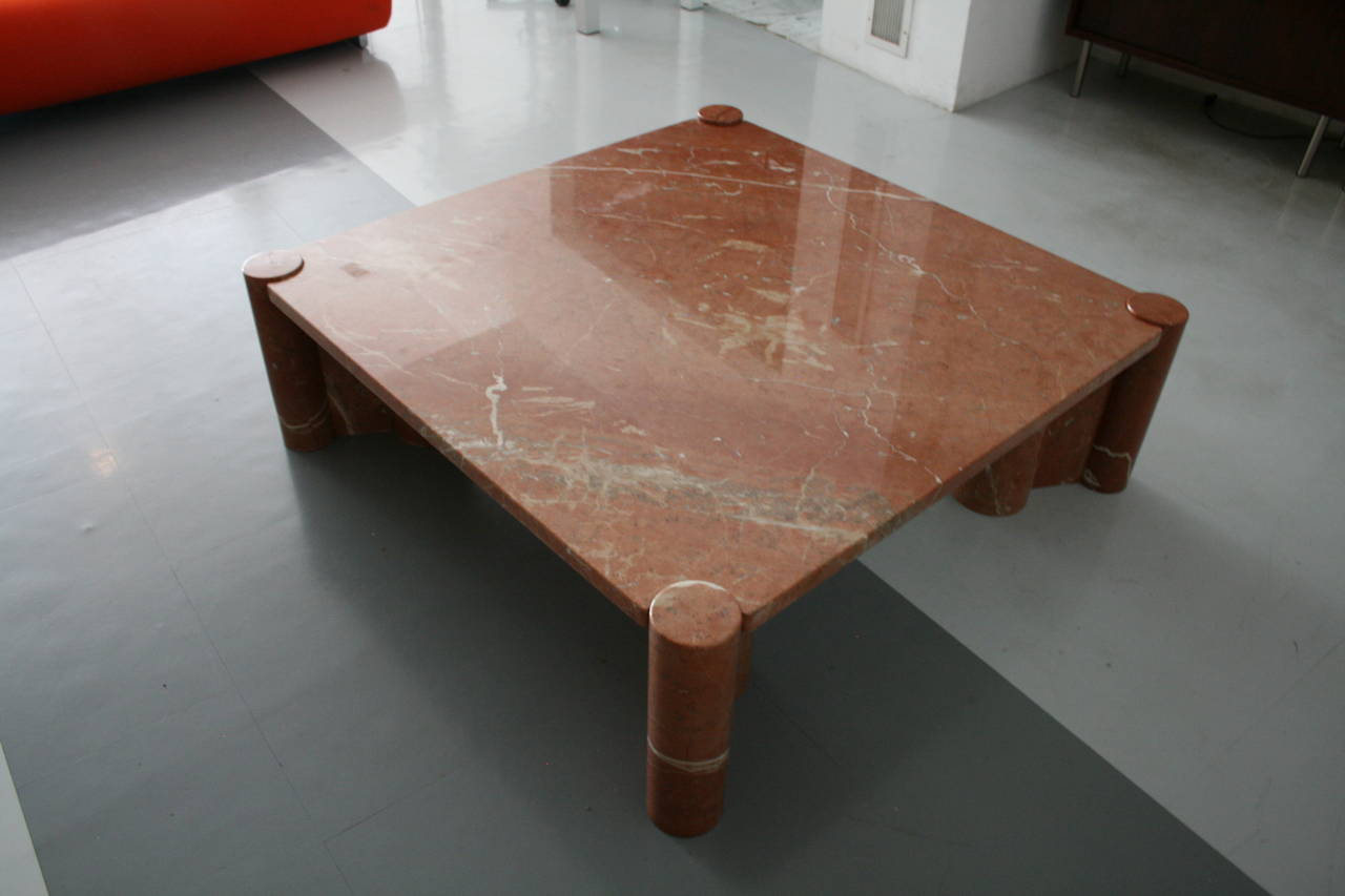 Mid-Century Modern Gae Aulenti for Knoll Rosso Terracotta Marble Jumbo Coffee Table