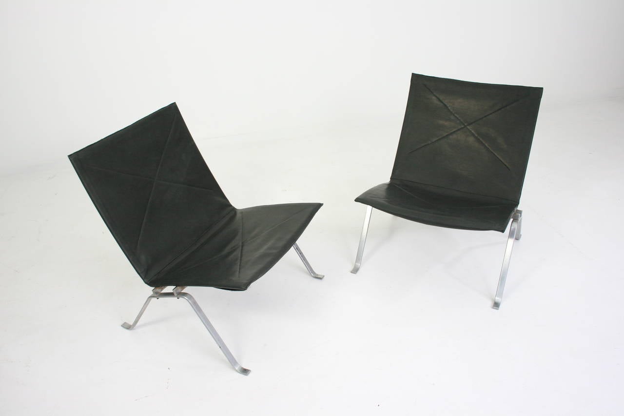 Danish Pair of Pk22 Lounge Chairs by Poul Kjaerholm for E. Kold Christensen