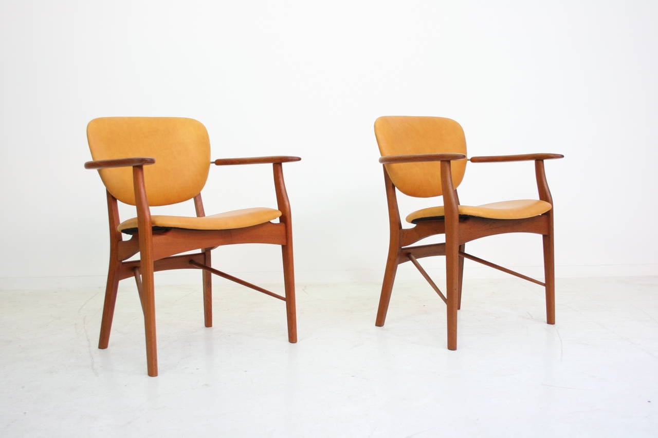 Rare Set of Eight Finn Juhl Niels Vodder Leather and Teak Dining Chairs 1