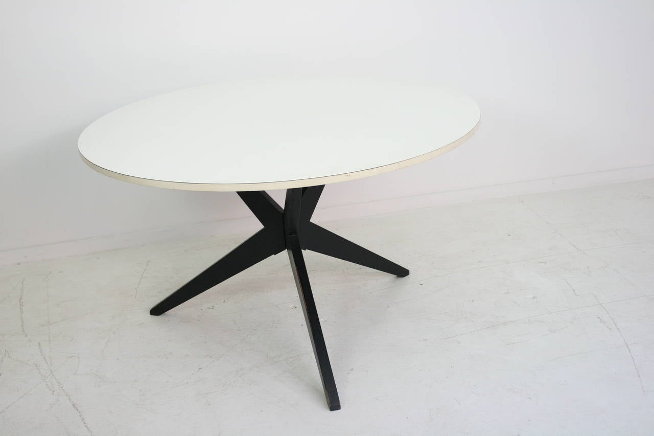 Rare Hans Bellman 'Popsicle' dining table, Knoll, 1947. Early table for Knoll. Model #302. Very good original condition with only minor surface wear to top.