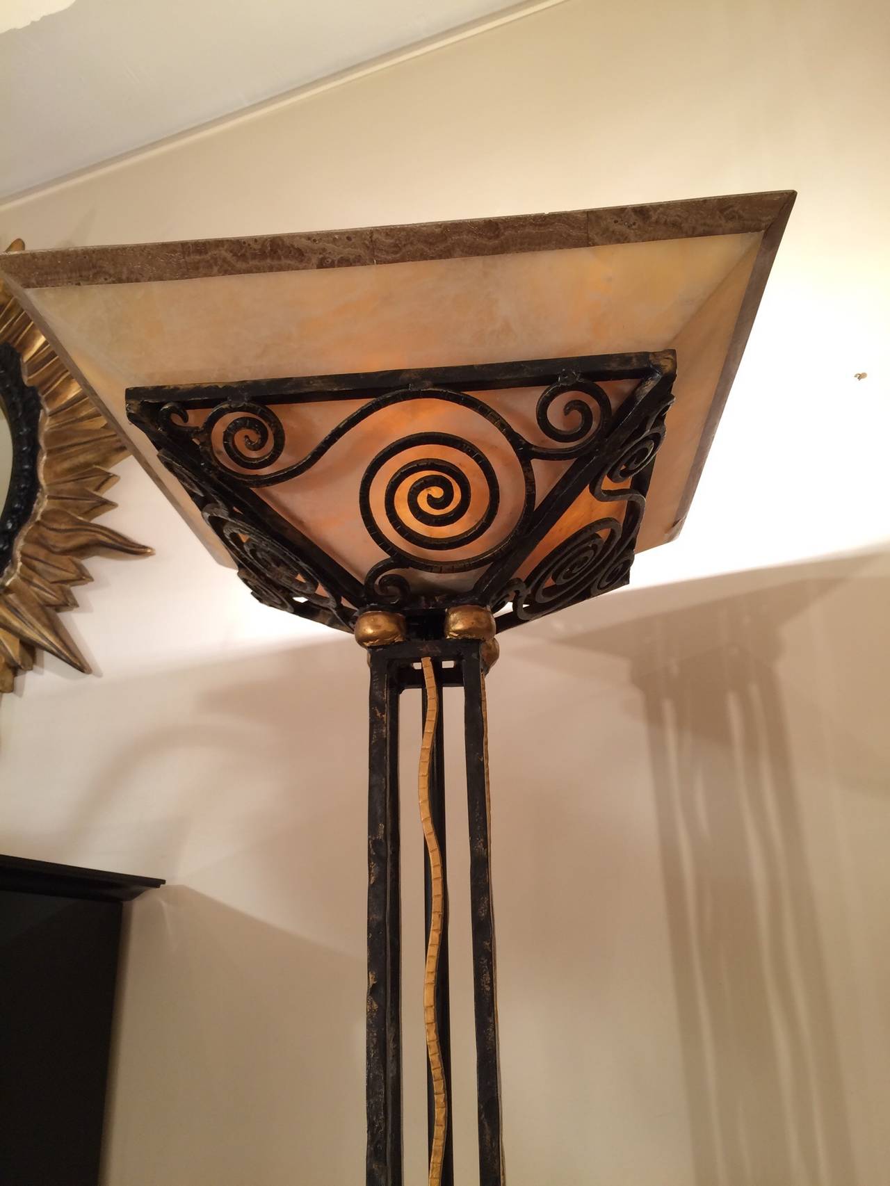 French Art Deco Wrought Iron Floor Lamp