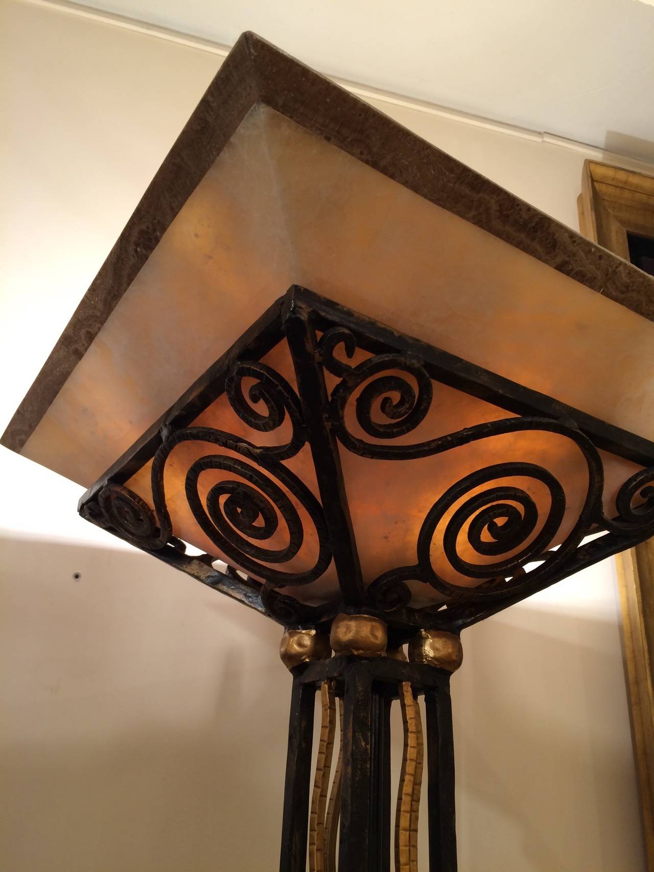 Art Deco Wrought Iron Floor Lamp In Excellent Condition In Saint-Ouen, FR