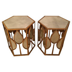 Pair of Gilded Metal and Mirror Side Tables