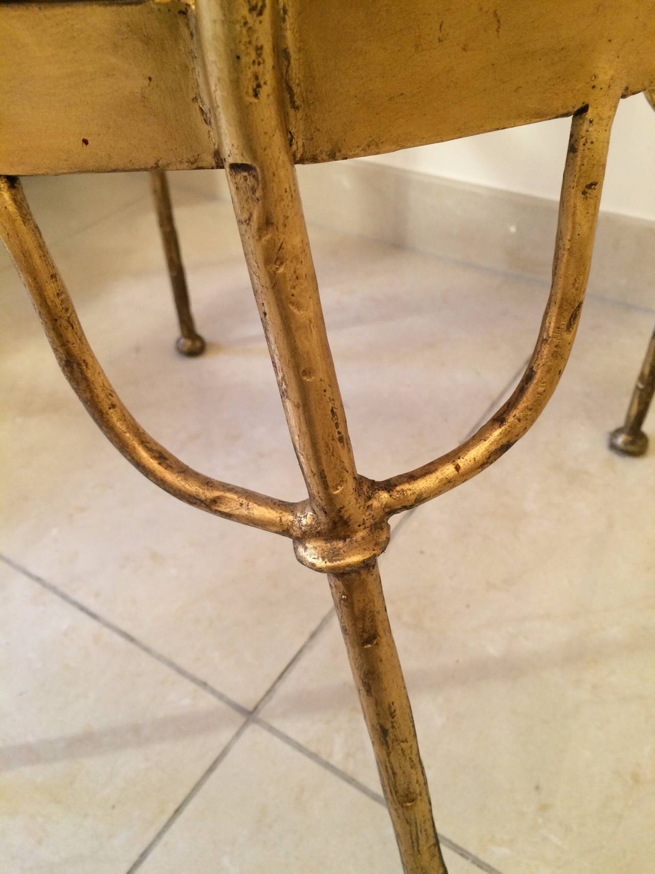 Mid-20th Century Pair of 1940s Gilded Wrought Iron Armchairs