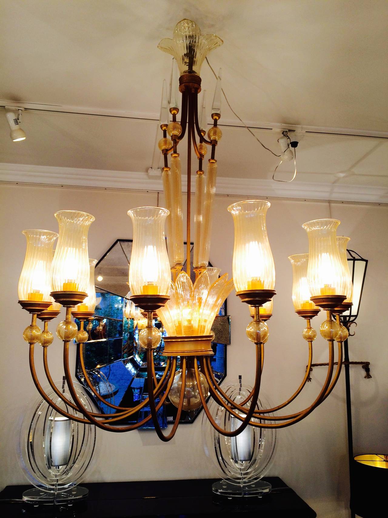 Very rare 1950s chandelier by André Arbus for 