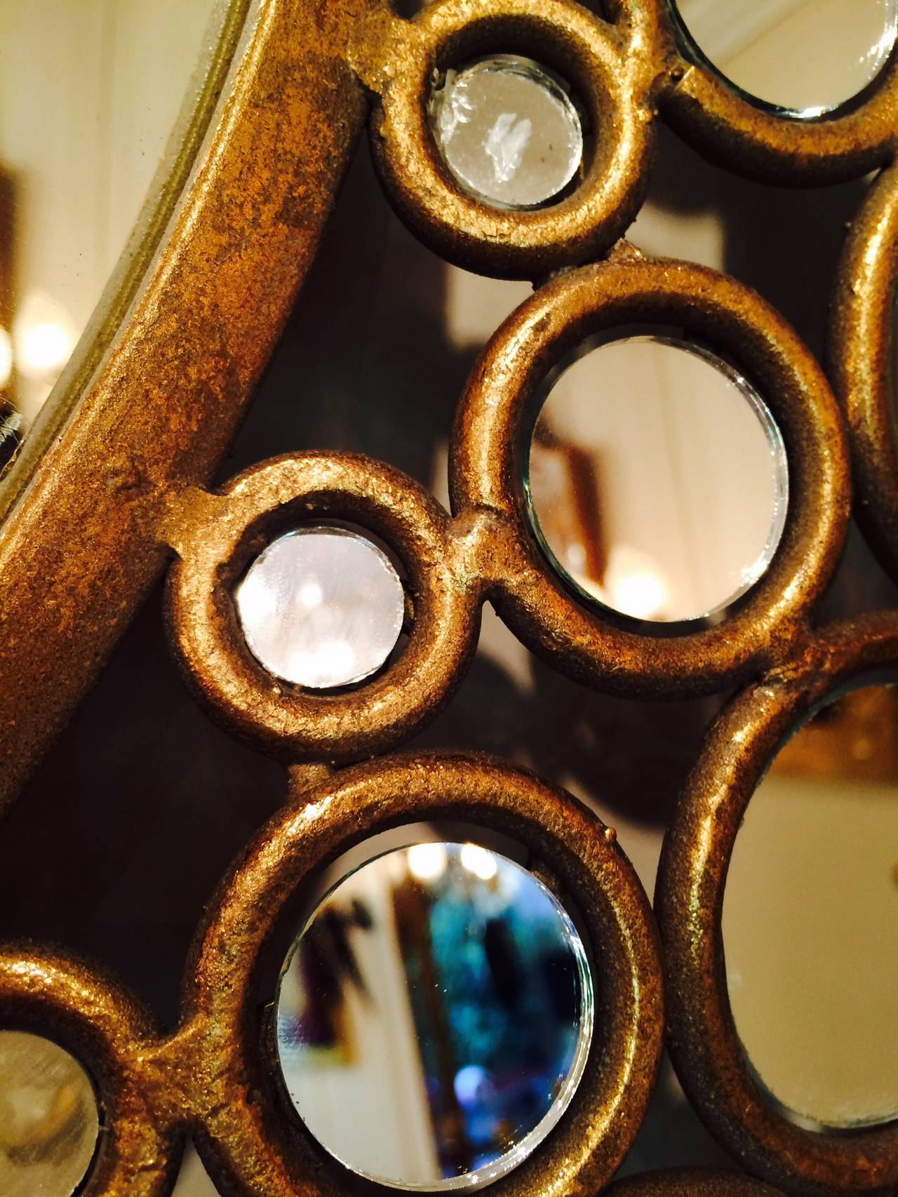 20th Century Pair of Gilded Metal Mirrors For Sale