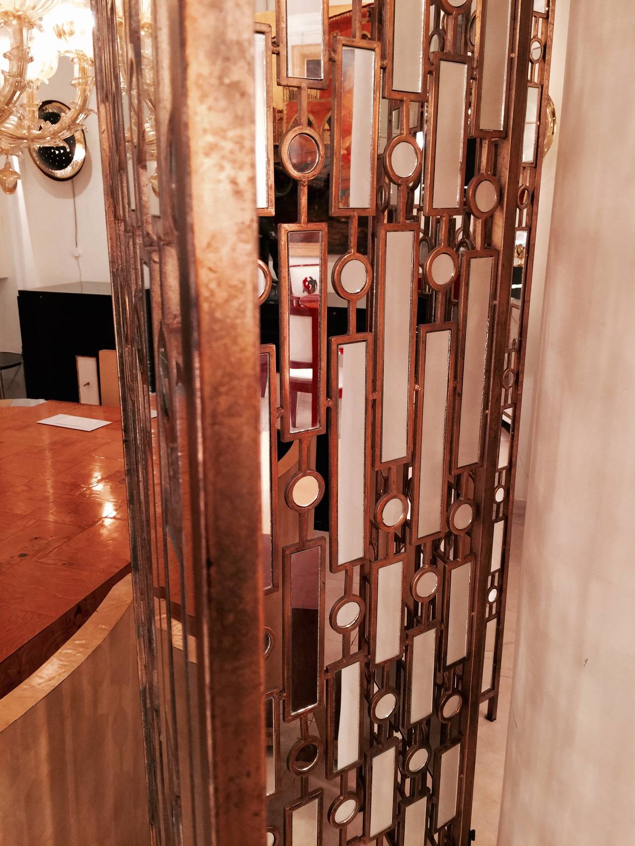 Gilded Metal and Mirror Screen 2
