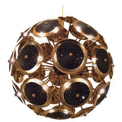 Sputnik Chandelier in Bronze and Lacquered Metal
