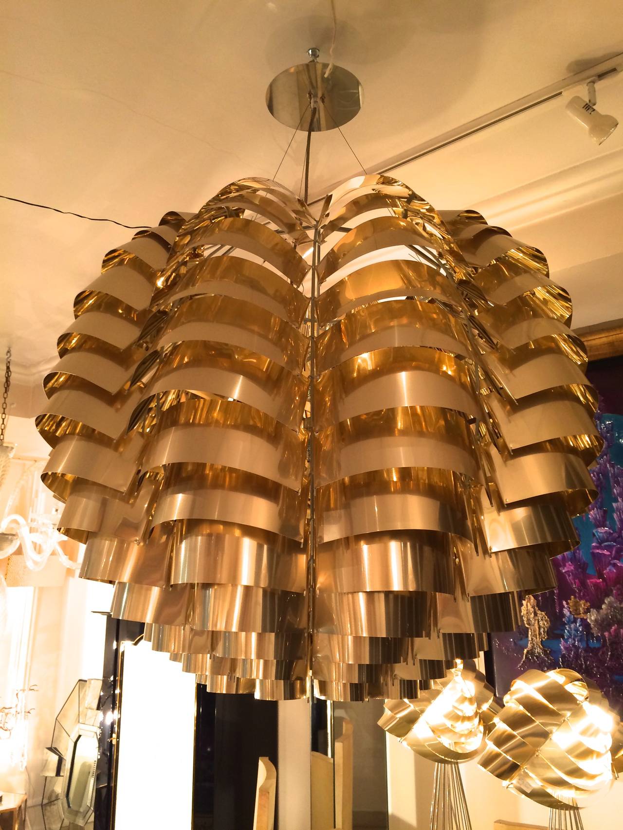 Big chandelier by Max Sauze named Big Mama 
gilded aluminium 
signed and numbered