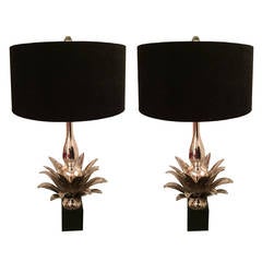 Pair of Silvered Bronze Lamps