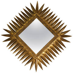 Rhombus Sunburst Mirror in the Hollywood Regency Style