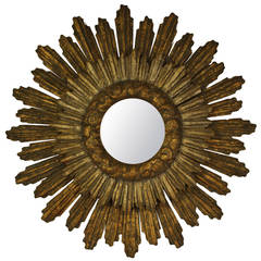 Antique Spanish Giltwood Sunburst Mirror