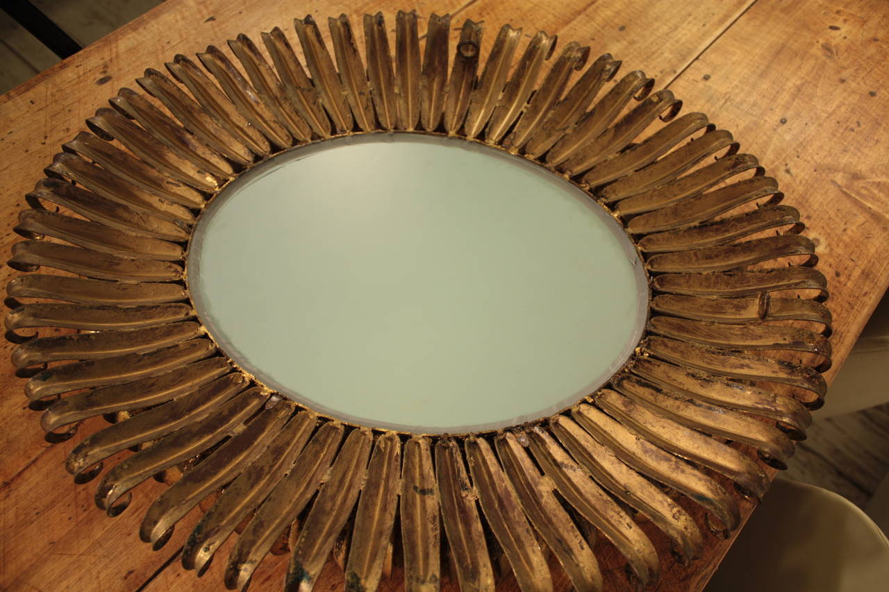 Gorgeus Spanish Brutalist Oval Sunburst Mirror 3