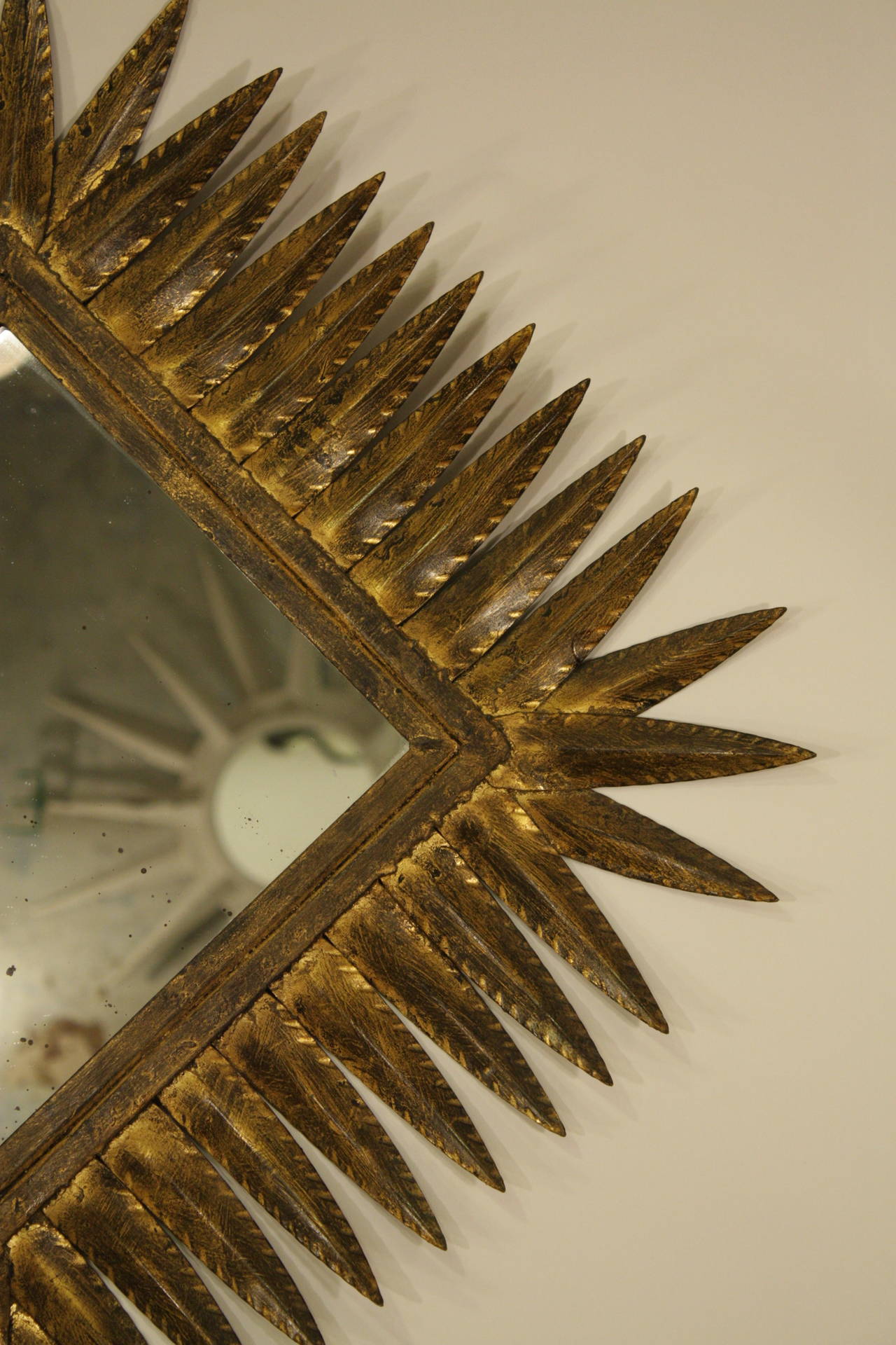 Spanish Rhombus Sunburst Mirror in the Hollywood Regency Style