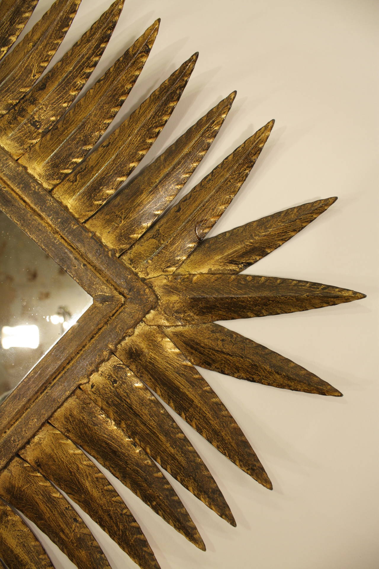 Mid-20th Century Rhombus Sunburst Mirror in the Hollywood Regency Style
