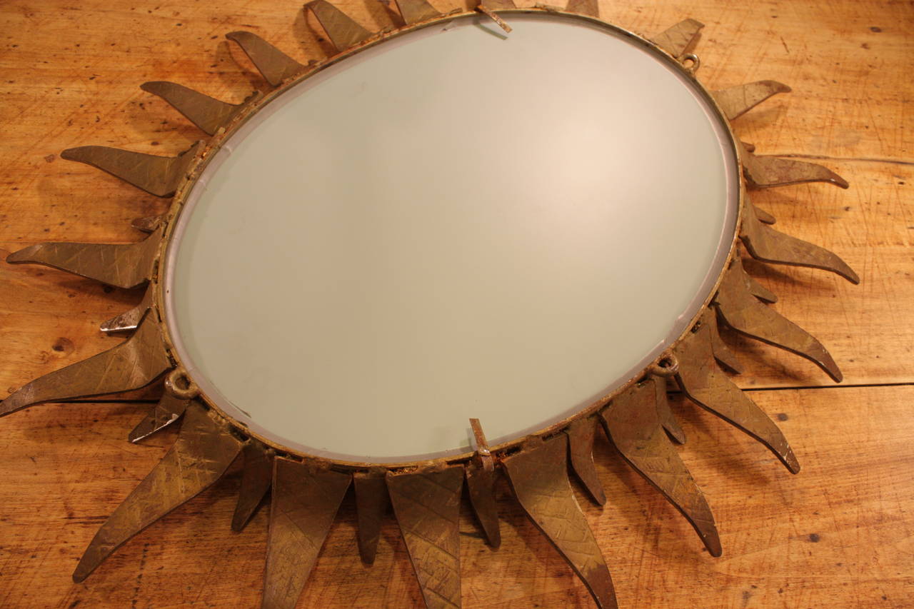 Oval Gilt and Plated Sunburst Mirror 2