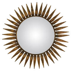 Spanish Copper Mid Century Sunburst Mirror