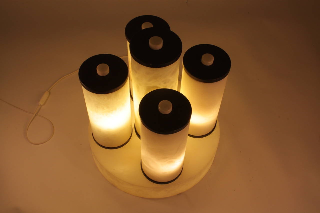 Late 20th Century Bauhaus Style Design Alabaster Five Cylinders Lamp